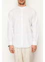 Trendyol White Regular Fit Large Collar Embroidery Detail 100% Cotton Shirt