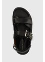 Kožené sandály Tommy Hilfiger TH HARDWARE LTHR SPORTY SANDAL dámské, černá barva, FW0FW07736