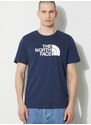 Bavlněné tričko The North Face M S/S Easy Tee tmavomodrá barva, s potiskem, NF0A87N58K21