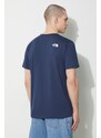 Bavlněné tričko The North Face M S/S Easy Tee tmavomodrá barva, s potiskem, NF0A87N58K21