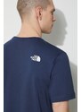 Bavlněné tričko The North Face M S/S Easy Tee tmavomodrá barva, s potiskem, NF0A87N58K21