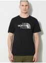 Bavlněné tričko The North Face M S/S Easy Tee černá barva, s potiskem, NF0A87N5JK31