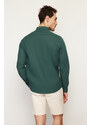 Trendyol Dark Green Slim Fit Half Plaid Large Collar 100% Cotton Shirt