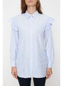 Trendyol Light Blue Striped Cotton Woven Shirt