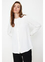 Trendyol White Ruffle Collar Crepe Stylish Woven Shirt