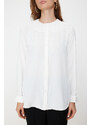 Trendyol White Ruffle Collar Crepe Stylish Woven Shirt