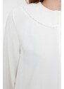 Trendyol White Ruffle Collar Crepe Stylish Woven Shirt