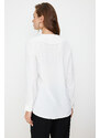 Trendyol White Ruffle Collar Crepe Stylish Woven Shirt