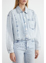 Trendyol Light Blue Stitching Detailed Oversize Denim Jacket