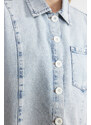 Trendyol Light Blue Stitching Detailed Oversize Denim Jacket