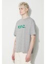 Bavlněné tričko A.P.C. T-Shirt River šedá barva, s potiskem, COFDW.H26324.PLB