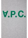 Bavlněné tričko A.P.C. T-Shirt River šedá barva, s potiskem, COFDW.H26324.PLB