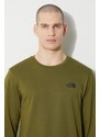 Tričko s dlouhým rukávem The North Face M L/S Simple Dome Tee zelená barva, s potiskem, NF0A87QNPIB1