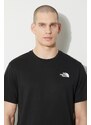 Bavlněné tričko The North Face M S/S Redbox Tee černá barva, s potiskem, NF0A87NPJK31