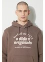 Mikina adidas Originals Hoodie Sport Archives pánská, hnědá barva, s kapucí, s potiskem, IU0218