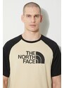 Bavlněné tričko The North Face M S/S Raglan Easy Tee béžová barva, NF0A87N73X41