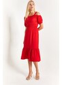 armonika Women's Red Strapless Dress with Elastic Waist