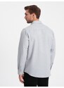 Ombre Clothing Ležérní jasně šedá košile s kapsou V2 SHCS-0148