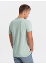 Ombre Clothing Jedinečné mátové bavlněné tričko s nášivkou V4 TSCT-0151