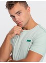 Ombre Clothing Jedinečné mátové bavlněné tričko s nášivkou V4 TSCT-0151