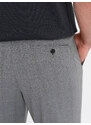 Ombre Clothing Pánské kalhoty klasického střihu v jemné kostkované barvě - šedé V3 OM-PACP-0187