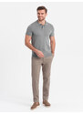 Ombre Men's classic cut chino pants with soft texture - ash