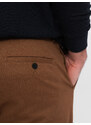 Ombre Clothing Pánské chino kalhoty SLIM FIT s jemnou strukturou - karamelové V3 OM-PACP-0190