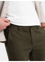 Ombre Clothing Pánské chino kalhoty SLIM FIT s jemnou strukturou - tmavě olivově zelené V4 OM-PACP-0190