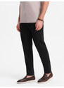 Ombre Clothing Pánské chino kalhoty SLIM FIT s jemnou strukturou - černé V5 OM-PACP-0190