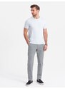 Ombre Clothing Elegantní pánské kalhoty SLIM FIT chino - světle šedé V1 OM-PACP-0191