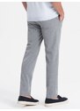 Ombre Clothing Elegantní pánské kalhoty SLIM FIT chino - světle šedé V1 OM-PACP-0191