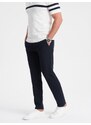 Ombre Clothing Pánské elegantní chino kalhoty SLIM FIT - tmavě modré V3 OM-PACP-0191