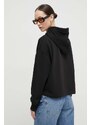 Mikina Tommy Jeans dámská, černá barva, s kapucí, s potiskem