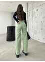 BİKELİFE Women's Aqua Green Wide Leg Palazzo High Waist Trousers