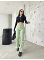 BİKELİFE Women's Aqua Green Wide Leg Palazzo High Waist Trousers