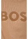 Bavlněná mikina BOSS dámská, béžová barva, s aplikací