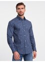 Ombre Clothing Zajímavá tmavě modrá košile s trendy letním vzorem V5 SHCS-0156