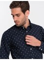 Ombre Clothing Zajímavá granátová košile s trendy vzorem V2 SHCS-0156