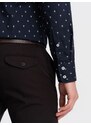 Ombre Clothing Zajímavá granátová košile s trendy vzorem V2 SHCS-0156