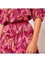 Blancheporte Midi volánová sukně s potiskem listů malinová 34/36