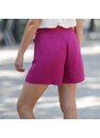 Blancheporte Jednobarevné sukňové šortky se zavinovacím efektem na knoflíky purpurová 36