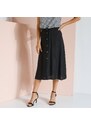 Blancheporte Jednobarevná sukně na knoflíky, eco-friendly viskóza černá 36