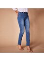 Blancheporte Rovné džíny s vyšívanými kapsami sepraná modrá 36
