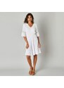 Blancheporte Krátké šaty s macramé a volány bílá 36