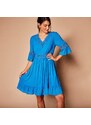 Blancheporte Krátké šaty s macramé a volány modrá 36