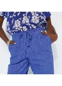 Blancheporte Rovné vzdušné kalhoty, z bavlny a lnu tmavě modrá 36