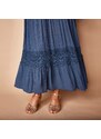 Blancheporte Dlouhé jednobarevné šaty s 3/4 rukávy indigo 36