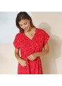 Blancheporte Rovné midi šaty s potiskem červená/růžová 36