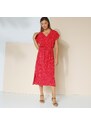 Blancheporte Rovné midi šaty s potiskem červená/růžová 36