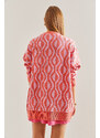 Bianco Lucci Women's Multi Patterned Oversize Knitwear Cardigan